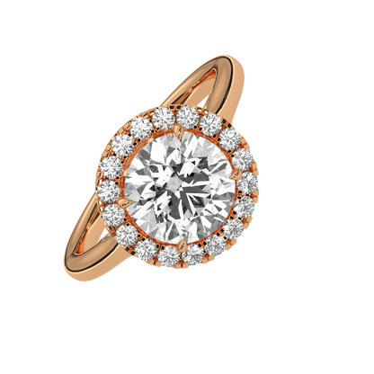 Elegant Round Halo Engagement Ring | 2ct Lab Grown Diamond | Yellow, Rose & White Gold Options | VVS Clarity | Luxury Solitaire Ring