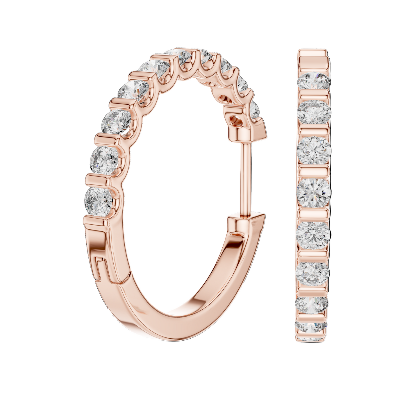 0.6 CT Lab Diamond Hoop Earrings | VVS-VS EF Clarity | 18KT, 14KT, 10KT Gold & 925 Silver | Moissanite Option | Rose, Yellow, White Gold