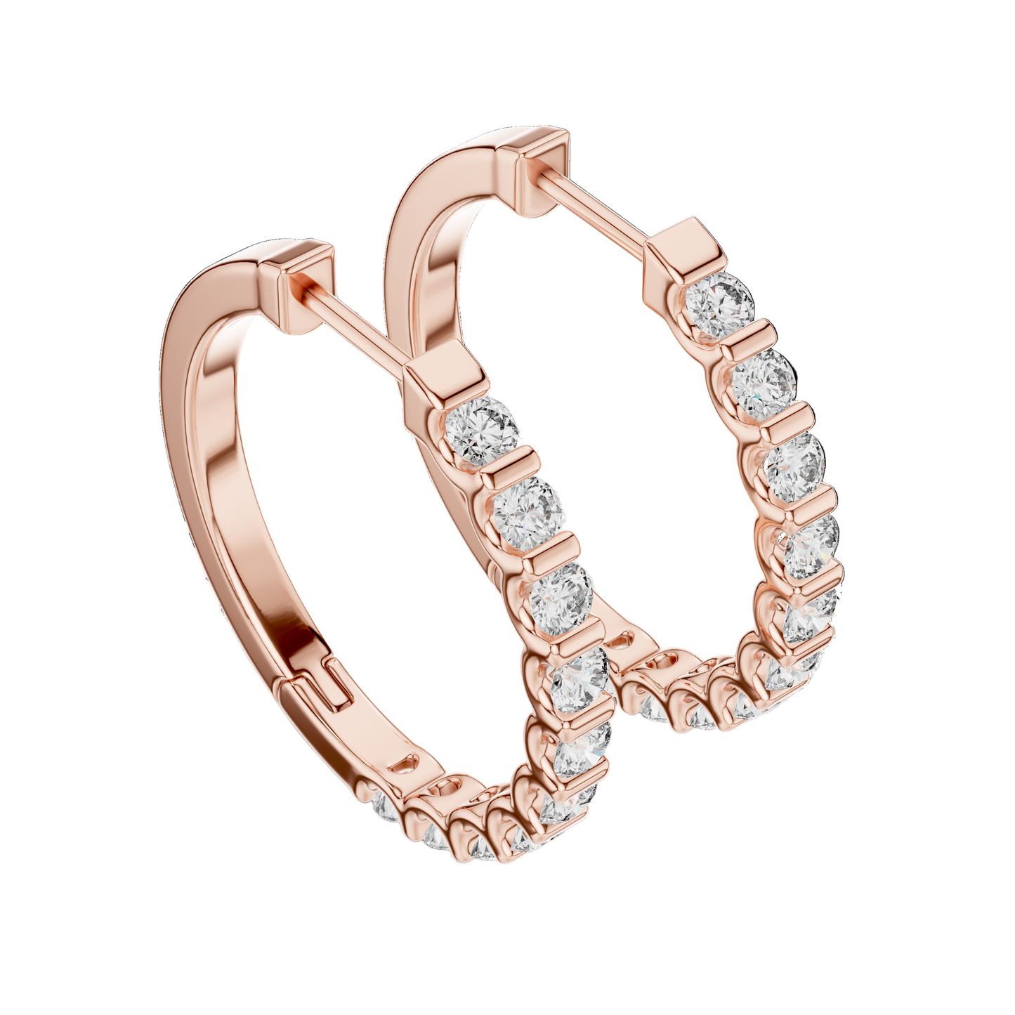 0.6 CT Lab Diamond Hoop Earrings | VVS-VS EF Clarity | 18KT, 14KT, 10KT Gold & 925 Silver | Moissanite Option | Rose, Yellow, White Gold