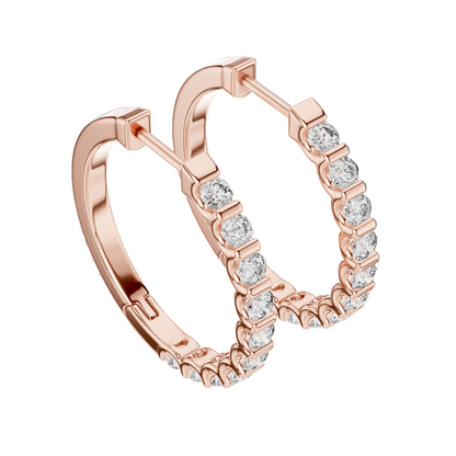 0.6 CT Lab Diamond Hoop Earrings | VVS-VS EF Clarity | 18KT, 14KT, 10KT Gold & 925 Silver | Moissanite Option | Rose, Yellow, White Gold