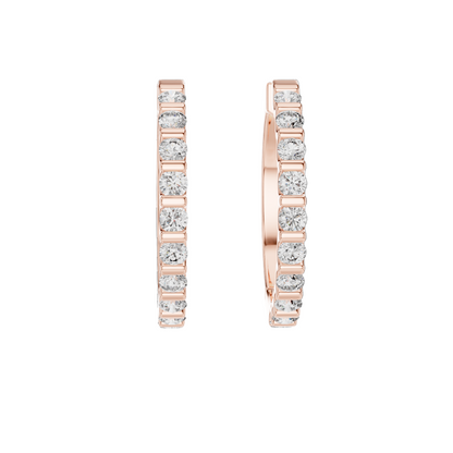 0.6 CT Lab Diamond Hoop Earrings | VVS-VS EF Clarity | 18KT, 14KT, 10KT Gold & 925 Silver | Moissanite Option | Rose, Yellow, White Gold