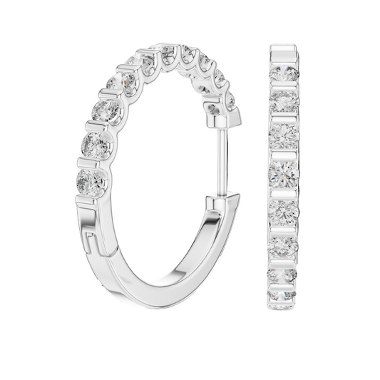 0.6 CT Lab Diamond Hoop Earrings | VVS-VS EF Clarity | 18KT, 14KT, 10KT Gold & 925 Silver | Moissanite Option | Rose, Yellow, White Gold