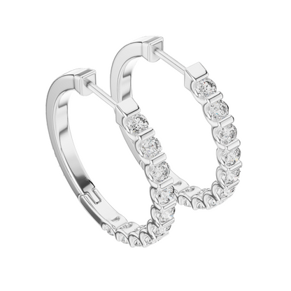 0.6 CT Lab Diamond Hoop Earrings | VVS-VS EF Clarity | 18KT, 14KT, 10KT Gold & 925 Silver | Moissanite Option | Rose, Yellow, White Gold