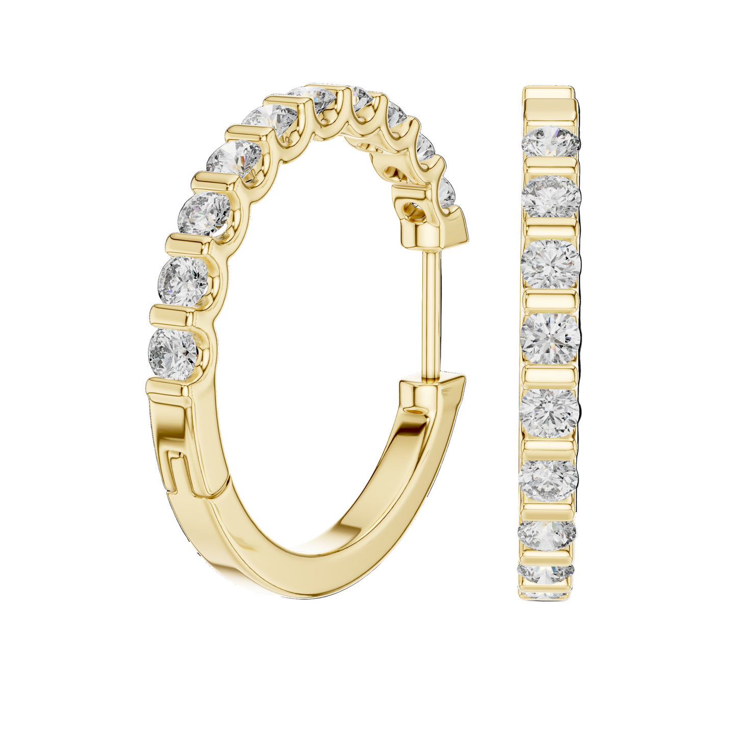 0.6 CT Lab Diamond Hoop Earrings | VVS-VS EF Clarity | 18KT, 14KT, 10KT Gold & 925 Silver | Moissanite Option | Rose, Yellow, White Gold