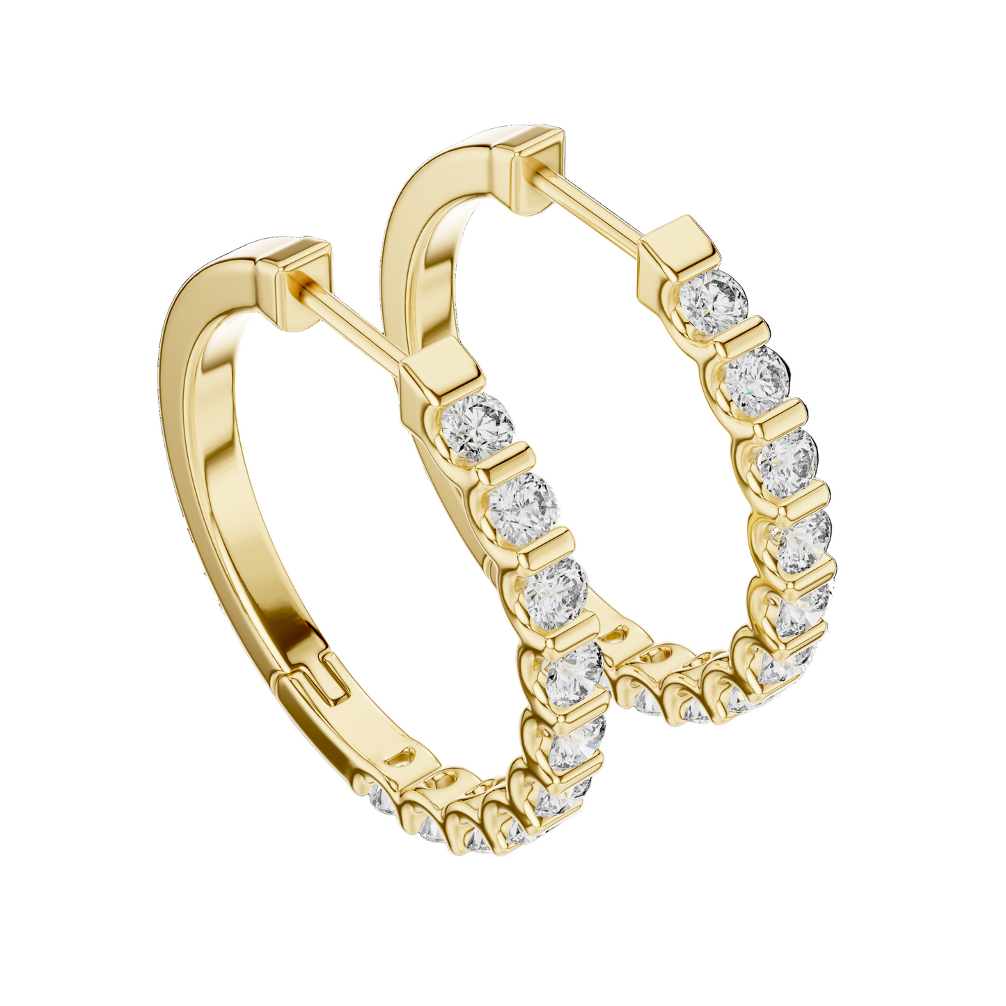 0.6 CT Lab Diamond Hoop Earrings | VVS-VS EF Clarity | 18KT, 14KT, 10KT Gold & 925 Silver | Moissanite Option | Rose, Yellow, White Gold