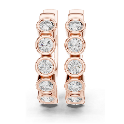 1.32 CT Lab Diamond Hoop Earrings | Round Brilliant Cut | 18KT, 14KT, 10KT Gold & 925 Silver | Rose, Yellow, White Gold | Luxury Fine Jewelry