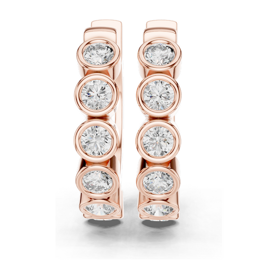 1.32 CT Lab Diamond Hoop Earrings | Round Brilliant Cut | 18KT, 14KT, 10KT Gold & 925 Silver | Rose, Yellow, White Gold | Luxury Fine Jewelry