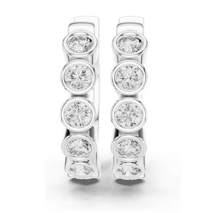 1.32 CT Lab Diamond Hoop Earrings | Round Brilliant Cut | 18KT, 14KT, 10KT Gold & 925 Silver | Rose, Yellow, White Gold | Luxury Fine Jewelry