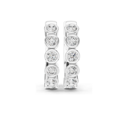 1.32 CT Lab Diamond Hoop Earrings | Round Brilliant Cut | 18KT, 14KT, 10KT Gold & 925 Silver | Rose, Yellow, White Gold | Luxury Fine Jewelry