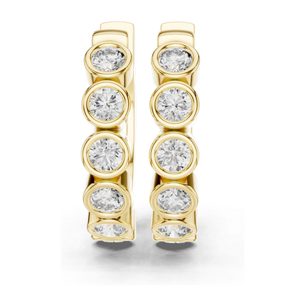 1.32 CT Lab Diamond Hoop Earrings | Round Brilliant Cut | 18KT, 14KT, 10KT Gold & 925 Silver | Rose, Yellow, White Gold | Luxury Fine Jewelry