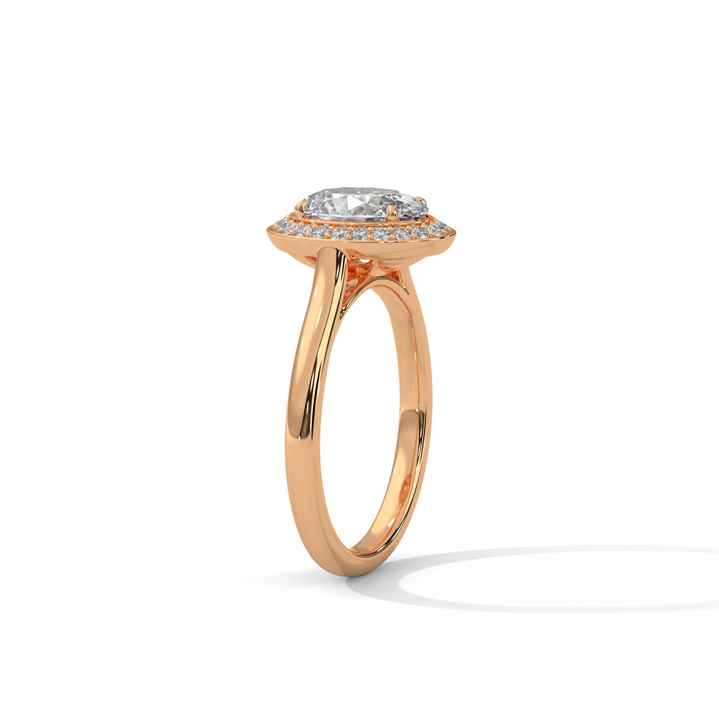 Oval Halo Lab Diamond Engagement Ring | 14k 18k 10k Gold & 925 Silver | Hidden Halo Wedding Ring | VVS Lab Diamond Ring | Maz Jewels