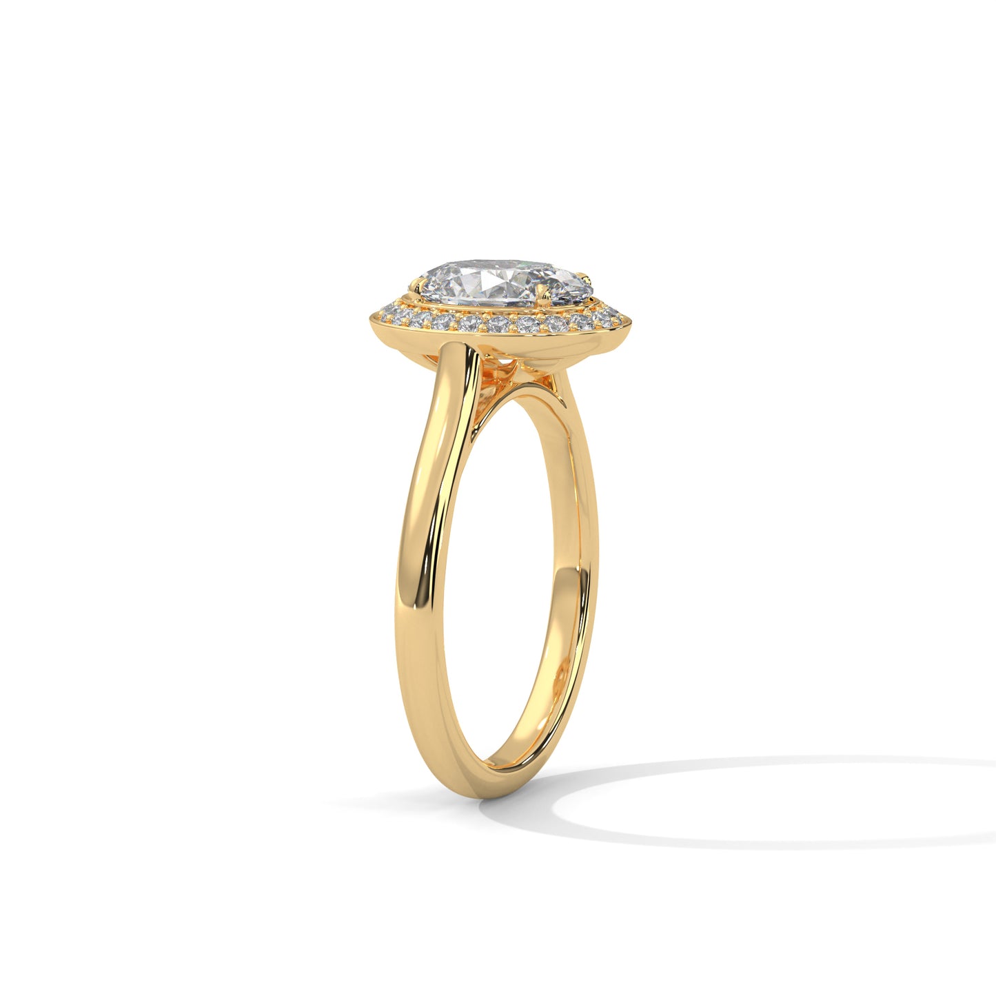Oval Halo Lab Diamond Engagement Ring | 14k 18k 10k Gold & 925 Silver | Hidden Halo Wedding Ring | VVS Lab Diamond Ring | Maz Jewels