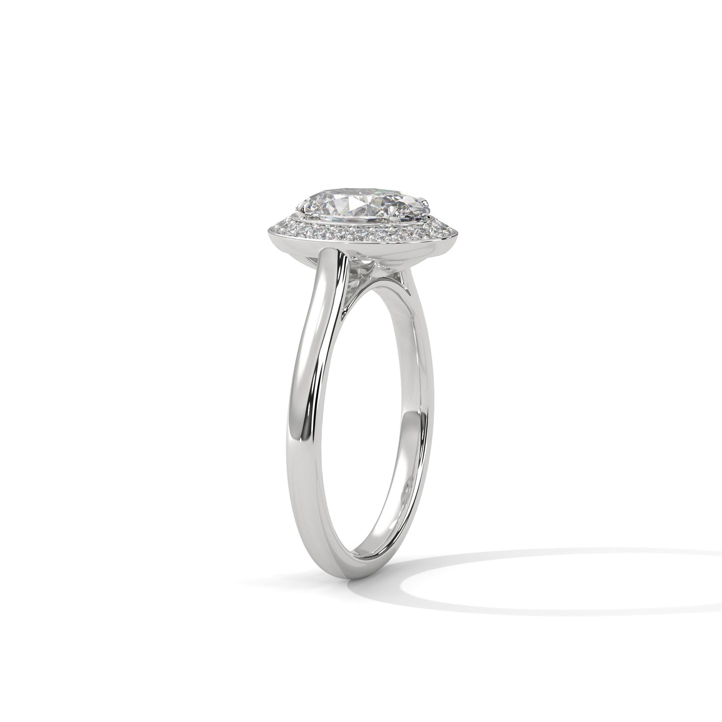 Oval Halo Lab Diamond Engagement Ring | 14k 18k 10k Gold & 925 Silver | Hidden Halo Wedding Ring | VVS Lab Diamond Ring | Maz Jewels