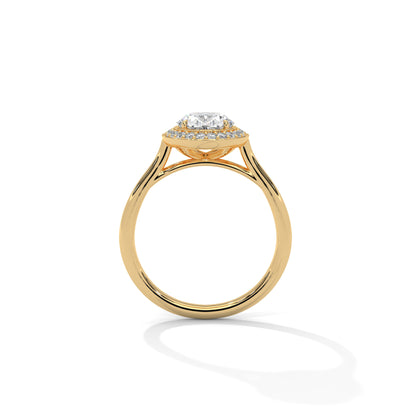 Oval Halo Lab Diamond Engagement Ring | 14k 18k 10k Gold & 925 Silver | Hidden Halo Wedding Ring | VVS Lab Diamond Ring | Maz Jewels