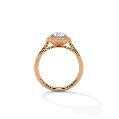 Oval Halo Lab Diamond Engagement Ring | 14k 18k 10k Gold & 925 Silver | Hidden Halo Wedding Ring | VVS Lab Diamond Ring | Maz Jewels