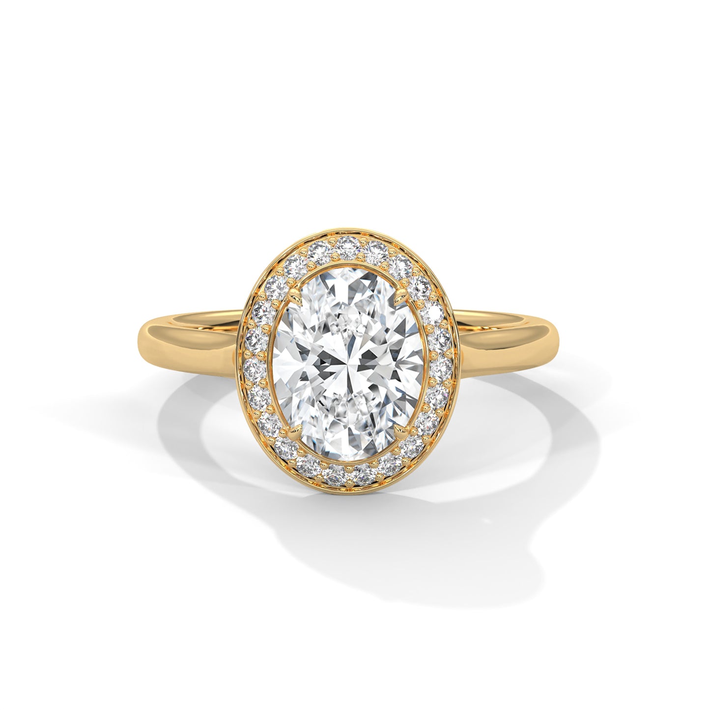 Oval Halo Lab Diamond Engagement Ring | 14k 18k 10k Gold & 925 Silver | Hidden Halo Wedding Ring | VVS Lab Diamond Ring | Maz Jewels