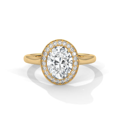 Oval Halo Lab Diamond Engagement Ring | 14k 18k 10k Gold & 925 Silver | Hidden Halo Wedding Ring | VVS Lab Diamond Ring | Maz Jewels