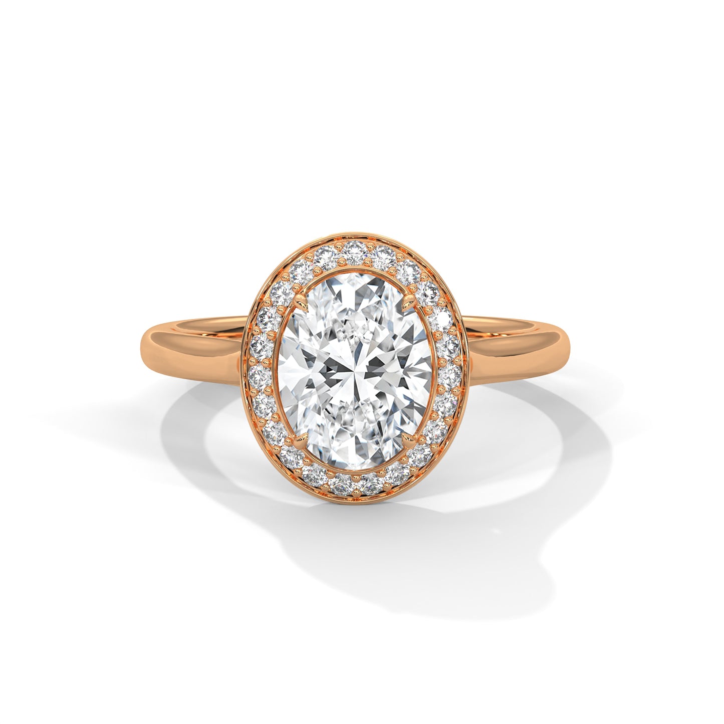 Oval Halo Lab Diamond Engagement Ring | 14k 18k 10k Gold & 925 Silver | Hidden Halo Wedding Ring | VVS Lab Diamond Ring | Maz Jewels