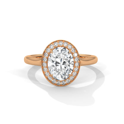 Oval Halo Lab Diamond Engagement Ring | 14k 18k 10k Gold & 925 Silver | Hidden Halo Wedding Ring | VVS Lab Diamond Ring | Maz Jewels