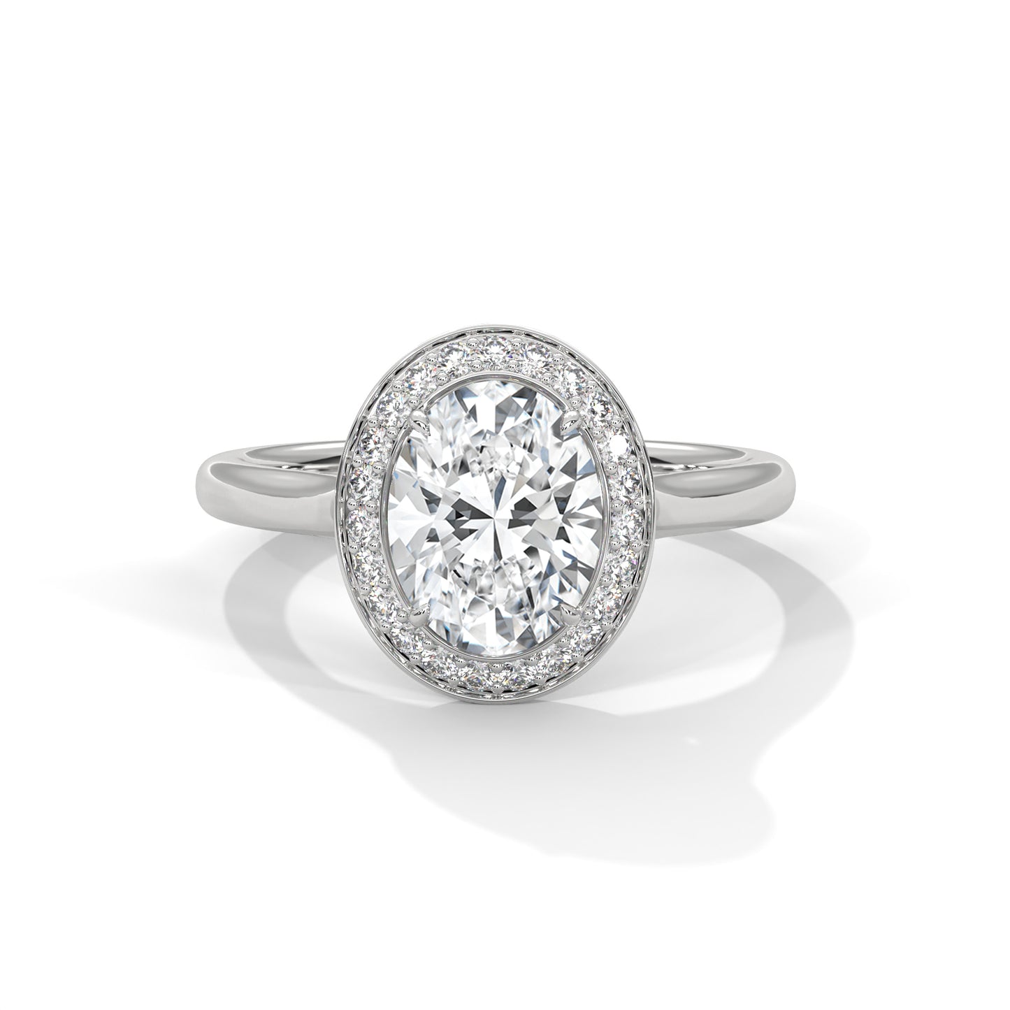 Oval Halo Lab Diamond Engagement Ring | 14k 18k 10k Gold & 925 Silver | Hidden Halo Wedding Ring | VVS Lab Diamond Ring | Maz Jewels