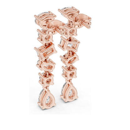 2.88 CT Lab Diamond Drop Earrings | Mixed Cut: Pear, Oval, Baguette, Round | VVS–VS EF | 18KT, 14KT, 10KT Gold & 925 Silver | Rose, Yellow, White Gold