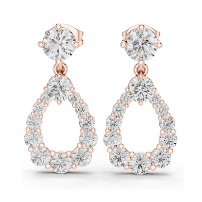 3.266 CT Lab Diamond Drop Earrings | Pear-Shaped VVS-VS EF CVD Diamonds | 18KT, 14KT, 10KT Gold & 925 Silver | Rose, Yellow, White Gold