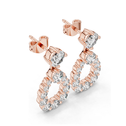3.266 CT Lab Diamond Drop Earrings | Pear-Shaped VVS-VS EF CVD Diamonds | 18KT, 14KT, 10KT Gold & 925 Silver | Rose, Yellow, White Gold