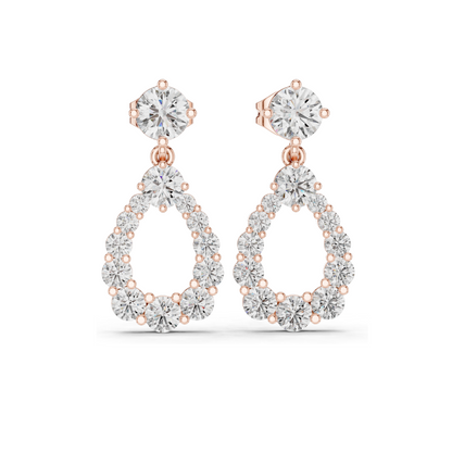 3.266 CT Lab Diamond Drop Earrings | Pear-Shaped VVS-VS EF CVD Diamonds | 18KT, 14KT, 10KT Gold & 925 Silver | Rose, Yellow, White Gold