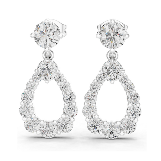 3.266 CT Lab Diamond Drop Earrings | Pear-Shaped VVS-VS EF CVD Diamonds | 18KT, 14KT, 10KT Gold & 925 Silver | Rose, Yellow, White Gold