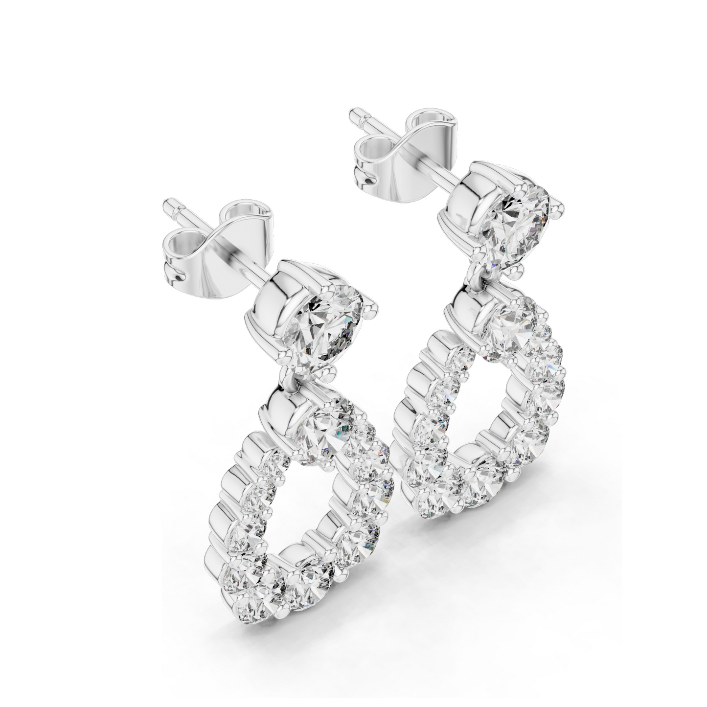 3.266 CT Lab Diamond Drop Earrings | Pear-Shaped VVS-VS EF CVD Diamonds | 18KT, 14KT, 10KT Gold & 925 Silver | Rose, Yellow, White Gold