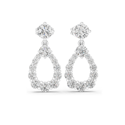 3.266 CT Lab Diamond Drop Earrings | Pear-Shaped VVS-VS EF CVD Diamonds | 18KT, 14KT, 10KT Gold & 925 Silver | Rose, Yellow, White Gold