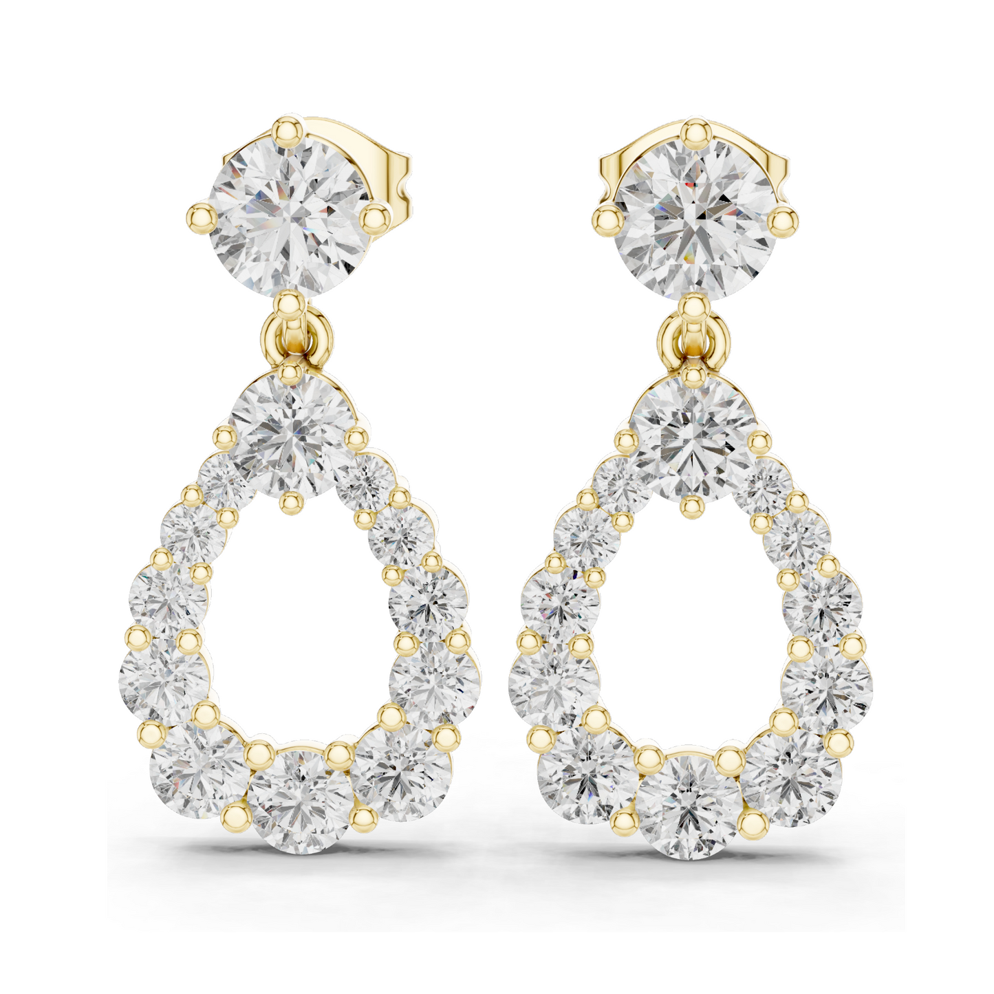 3.266 CT Lab Diamond Drop Earrings | Pear-Shaped VVS-VS EF CVD Diamonds | 18KT, 14KT, 10KT Gold & 925 Silver | Rose, Yellow, White Gold