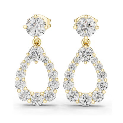 3.266 CT Lab Diamond Drop Earrings | Pear-Shaped VVS-VS EF CVD Diamonds | 18KT, 14KT, 10KT Gold & 925 Silver | Rose, Yellow, White Gold