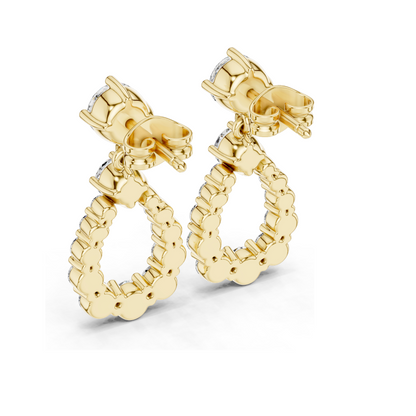 3.266 CT Lab Diamond Drop Earrings | Pear-Shaped VVS-VS EF CVD Diamonds | 18KT, 14KT, 10KT Gold & 925 Silver | Rose, Yellow, White Gold