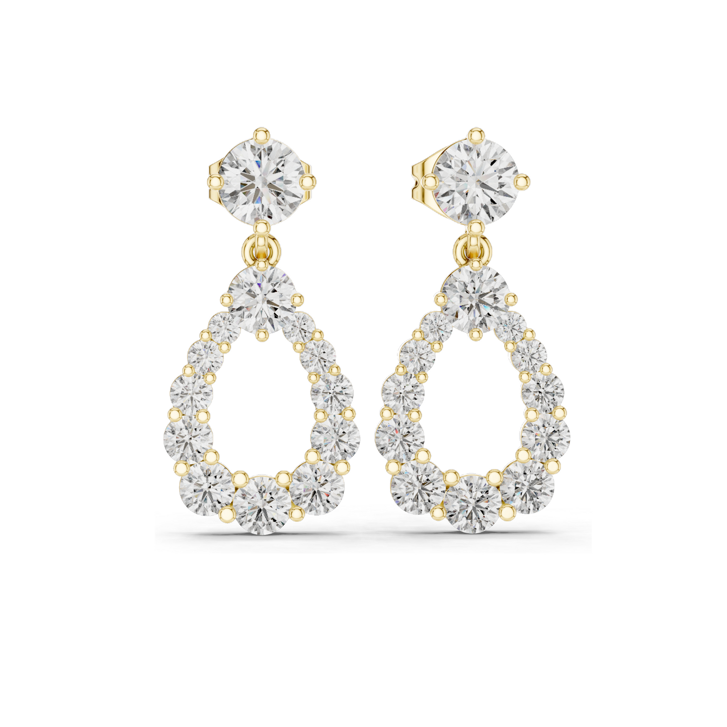 3.266 CT Lab Diamond Drop Earrings | Pear-Shaped VVS-VS EF CVD Diamonds | 18KT, 14KT, 10KT Gold & 925 Silver | Rose, Yellow, White Gold