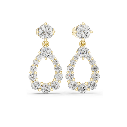 3.266 CT Lab Diamond Drop Earrings | Pear-Shaped VVS-VS EF CVD Diamonds | 18KT, 14KT, 10KT Gold & 925 Silver | Rose, Yellow, White Gold