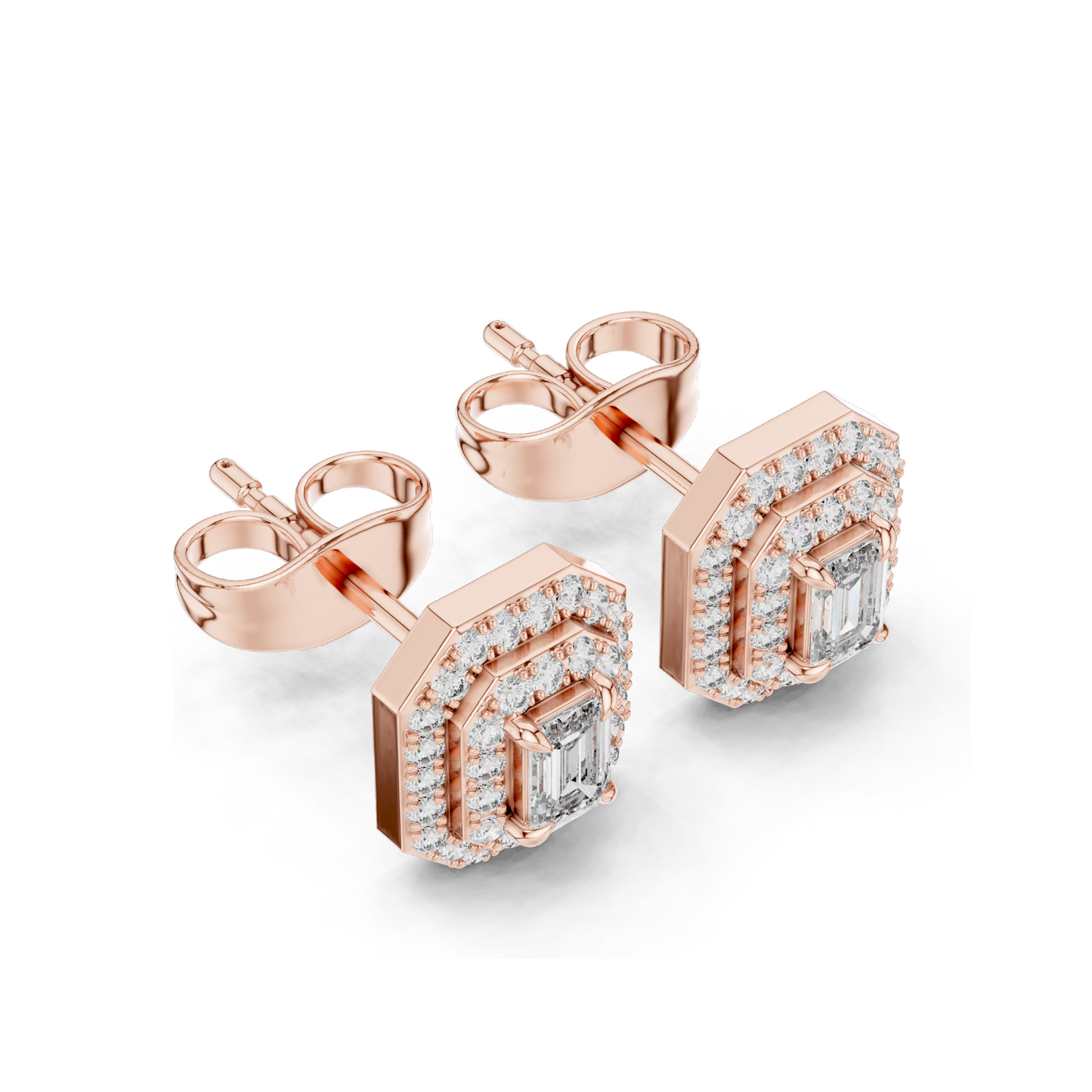 Lab Diamond Stud Earrings | VVS-VS EF Clarity | Available in 18KT, 14KT, 10KT Gold & 925 Silver | Rose, Yellow, White Gold & Moissanite Options