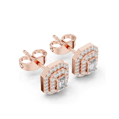 Lab Diamond Stud Earrings | VVS-VS EF Clarity | Available in 18KT, 14KT, 10KT Gold & 925 Silver | Rose, Yellow, White Gold & Moissanite Options