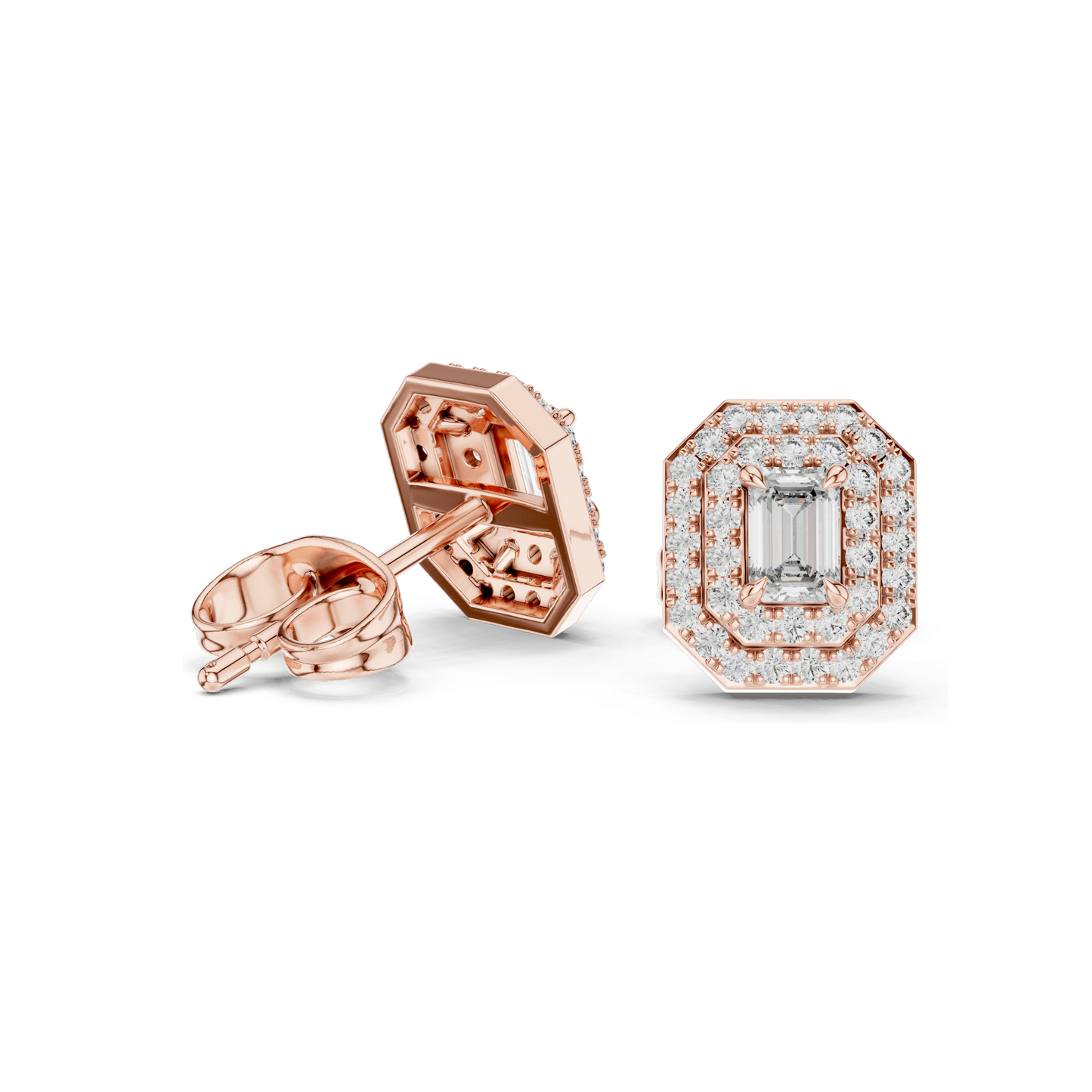Lab Diamond Stud Earrings | VVS-VS EF Clarity | Available in 18KT, 14KT, 10KT Gold & 925 Silver | Rose, Yellow, White Gold & Moissanite Options