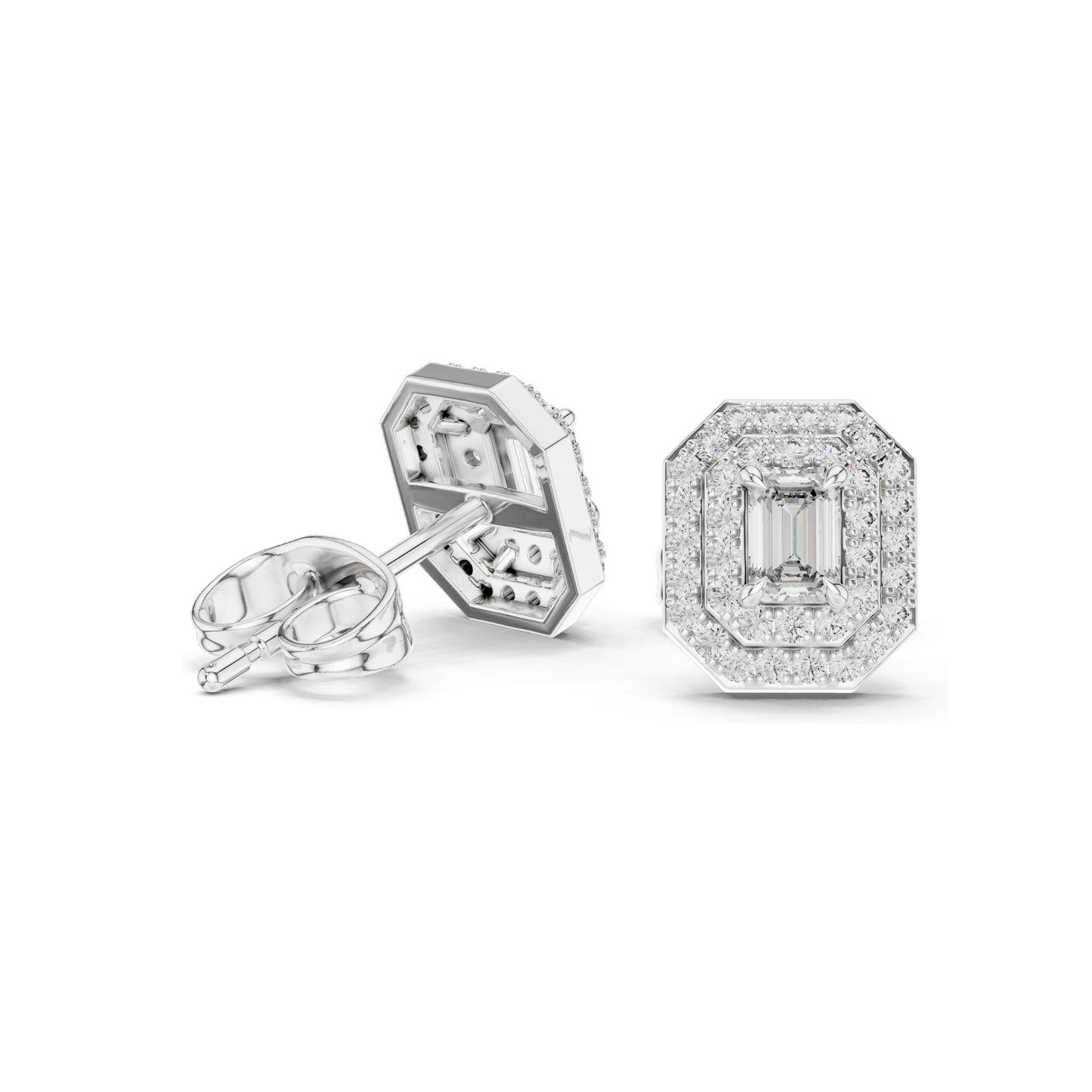 Lab Diamond Stud Earrings | VVS-VS EF Clarity | Available in 18KT, 14KT, 10KT Gold & 925 Silver | Rose, Yellow, White Gold & Moissanite Options