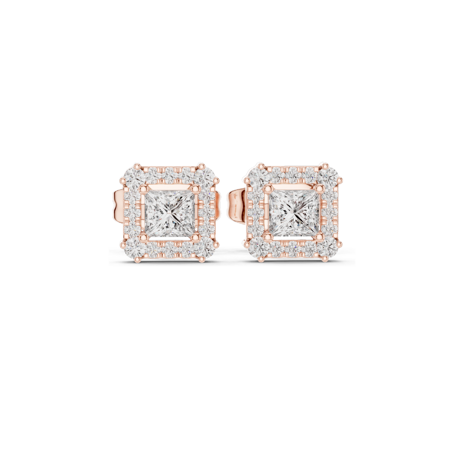 0.43 CT Lab Diamond Princess Cut Stud Earrings | VVS-VS EF Clarity | Available in 18KT, 14KT, 10KT Gold & 925 Silver | Rose, Yellow, White Gold & Moissanite Options