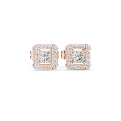 0.43 CT Lab Diamond Princess Cut Stud Earrings | VVS-VS EF Clarity | Available in 18KT, 14KT, 10KT Gold & 925 Silver | Rose, Yellow, White Gold & Moissanite Options