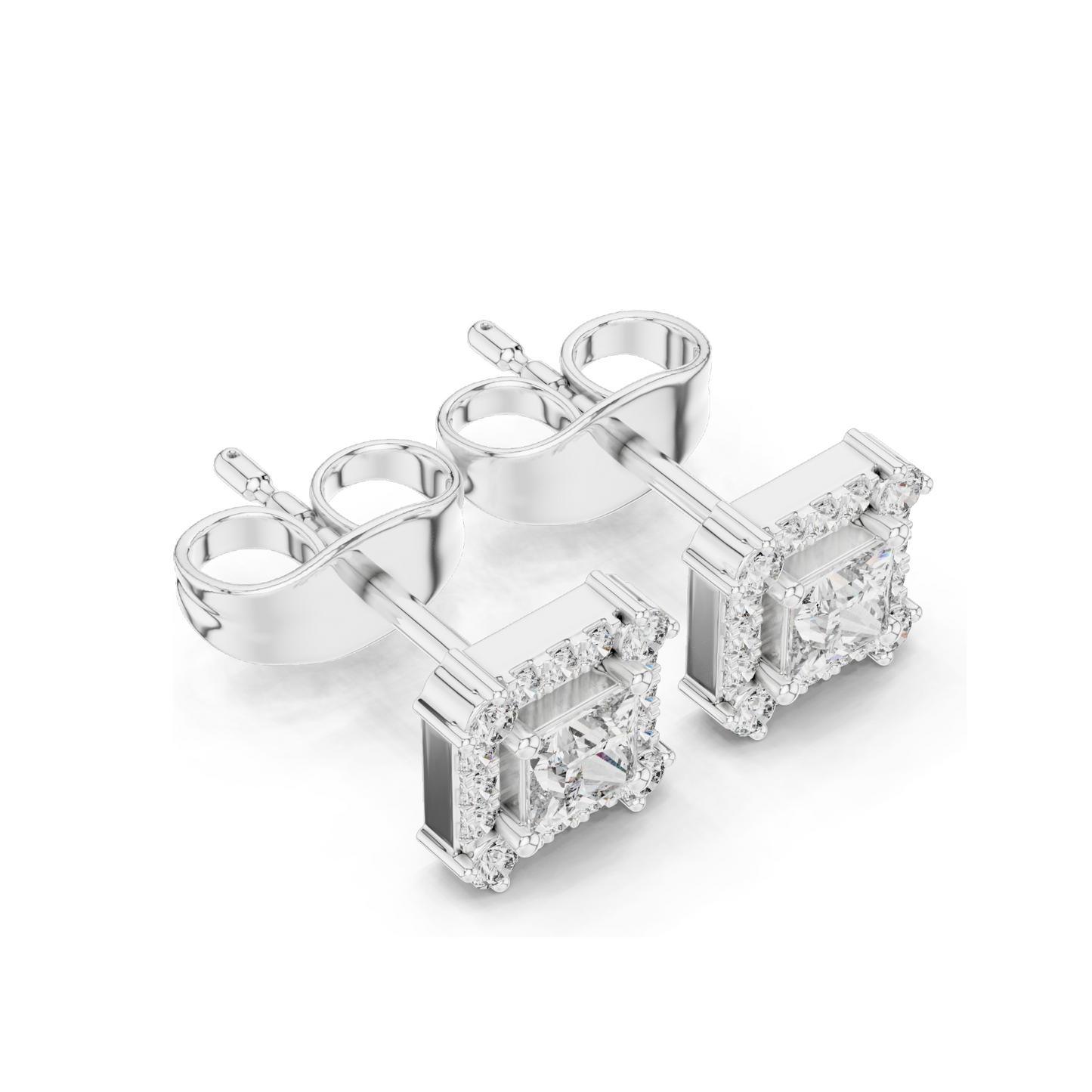 0.43 CT Lab Diamond Princess Cut Stud Earrings | VVS-VS EF Clarity | Available in 18KT, 14KT, 10KT Gold & 925 Silver | Rose, Yellow, White Gold & Moissanite Options