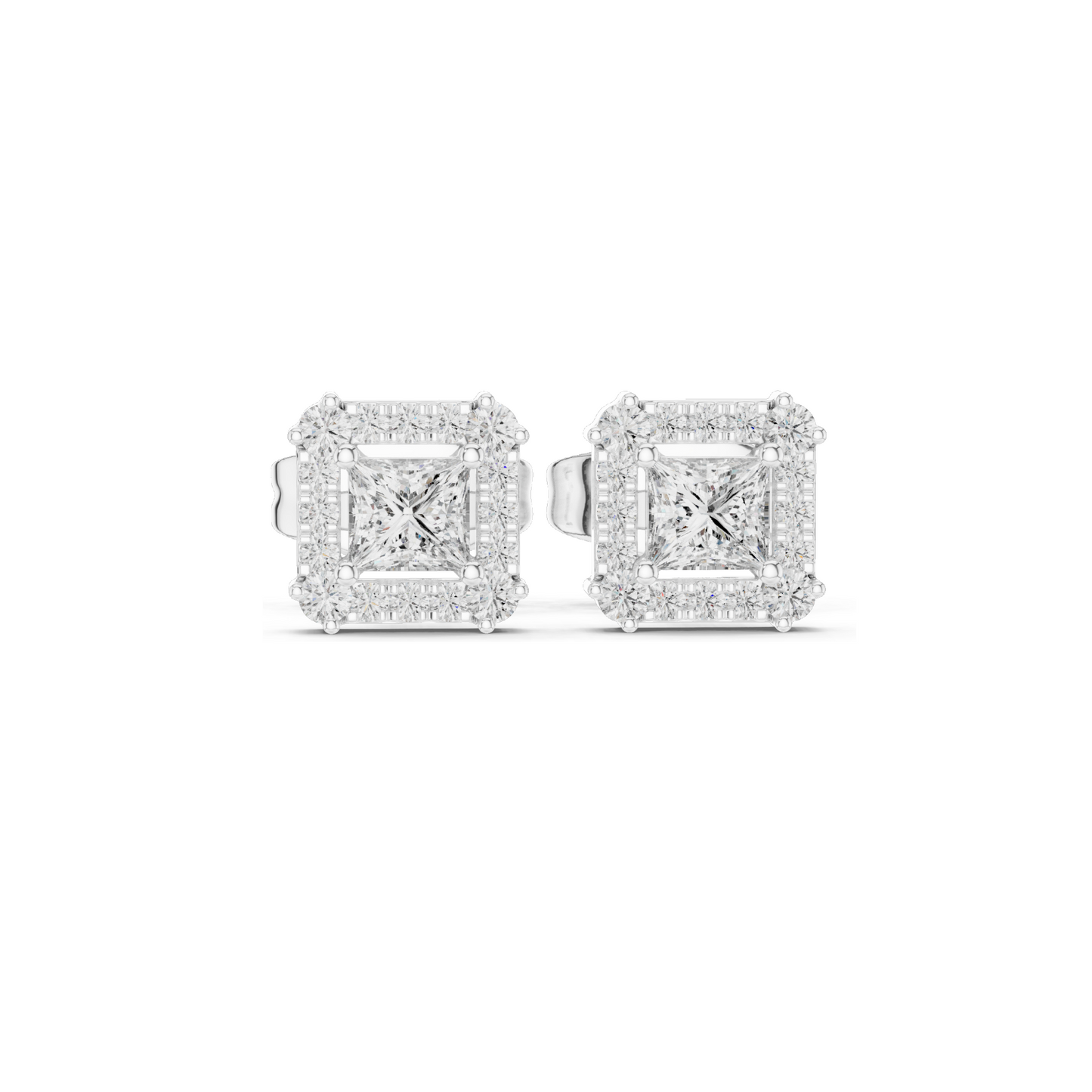 0.43 CT Lab Diamond Princess Cut Stud Earrings | VVS-VS EF Clarity | Available in 18KT, 14KT, 10KT Gold & 925 Silver | Rose, Yellow, White Gold & Moissanite Options