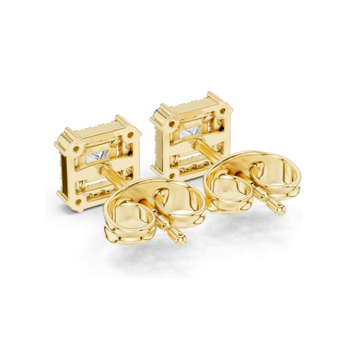 0.43 CT Lab Diamond Princess Cut Stud Earrings | VVS-VS EF Clarity | Available in 18KT, 14KT, 10KT Gold & 925 Silver | Rose, Yellow, White Gold & Moissanite Options