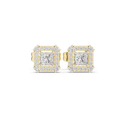 0.43 CT Lab Diamond Princess Cut Stud Earrings | VVS-VS EF Clarity | Available in 18KT, 14KT, 10KT Gold & 925 Silver | Rose, Yellow, White Gold & Moissanite Options