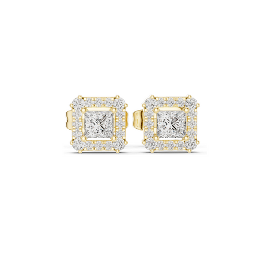 0.43 CT Lab Diamond Princess Cut Stud Earrings | VVS-VS EF Clarity | Available in 18KT, 14KT, 10KT Gold & 925 Silver | Rose, Yellow, White Gold & Moissanite Options