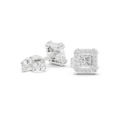 0.43 CT Lab Diamond Princess Cut Stud Earrings | VVS-VS EF Clarity | Available in 18KT, 14KT, 10KT Gold & 925 Silver | Rose, Yellow, White Gold & Moissanite Options