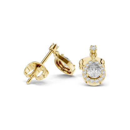 0.484 CT Lab Diamond Teardrop Earrings for Women | Pear Halo Design | VVS-VS EF Clarity | 18KT, 14KT, 10KT Gold & 925 Silver | Rose, Yellow, White Gold & Moissanite Options