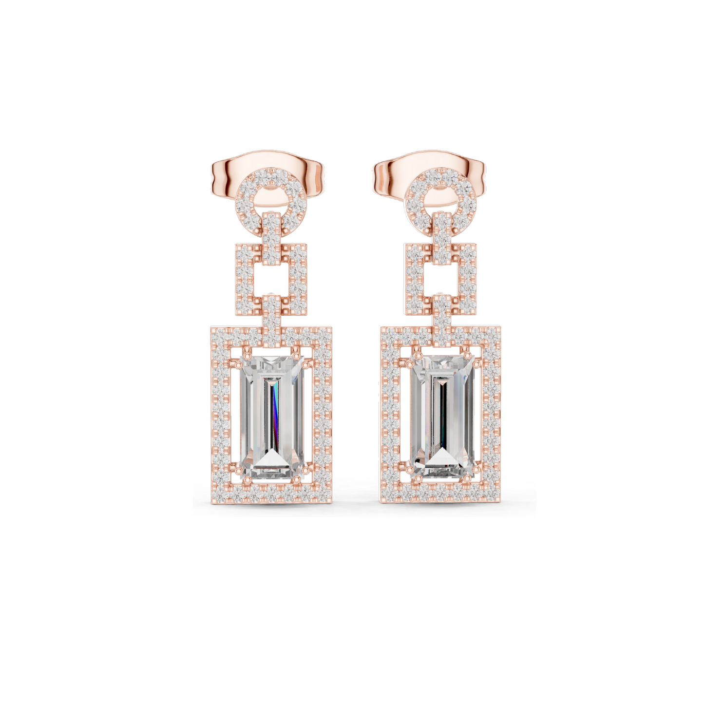 1.958 CT Lab Diamond Drop Earrings | VVS-VS EF Clarity | 18KT, 14KT, 10KT Gold & 925 Silver | Rose, Yellow, White Gold & Moissanite Options